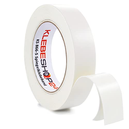 KLEBESHOP24 SPIEGELKLEBEBAND DOPPELSEITIG stark klebend | 1 mm Dicke 5 oder 50 m Breite wählbar | Universelles Montageband (B 9 mm x L 5 m)