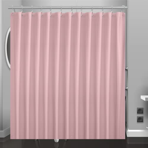 Eazzier Bath Baby Pink Plastic Shower Curtain Or Liner, 72x72 Inch Lightweight Light Pink Plastic Bathroom Shower Showroom Inner Curtain with Rustproof Metal Grommet Holes and Weighted Magnets