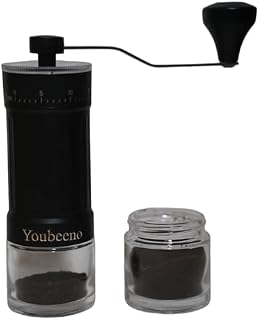 Manual Coffee Grinder – Stainless/Ceramic Burr 25 g, 8-Level Hand Mill, CNC Cut, Anti-Static Jar, 400 g/323 g Lightweight for Espresso, French Press, Camping, Travel