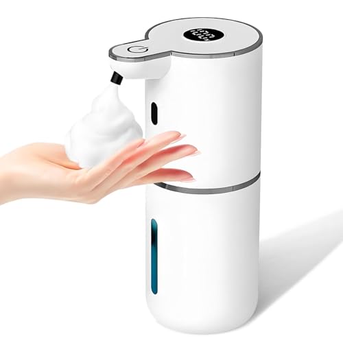 Dispensador de jabón automático, 380 ml, Montaje en Pared, dispensador de jabón eléctrico con Sensor, Recargable por USB, Resistente al Agua IPX5, Adecuado para Cocina, Baña, Oficina