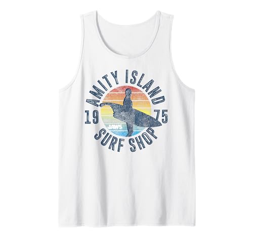 Jaws Amity Island Surf Shop 1975 Retro Logo Tank Top