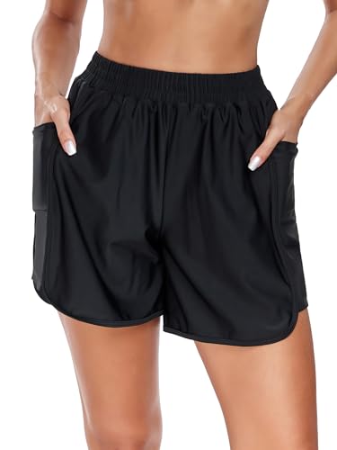 Ocean Blues Women’s High Waisted Board Shorts UPF 50+ Swim Shorts Quick Dry Trunks with Liner4