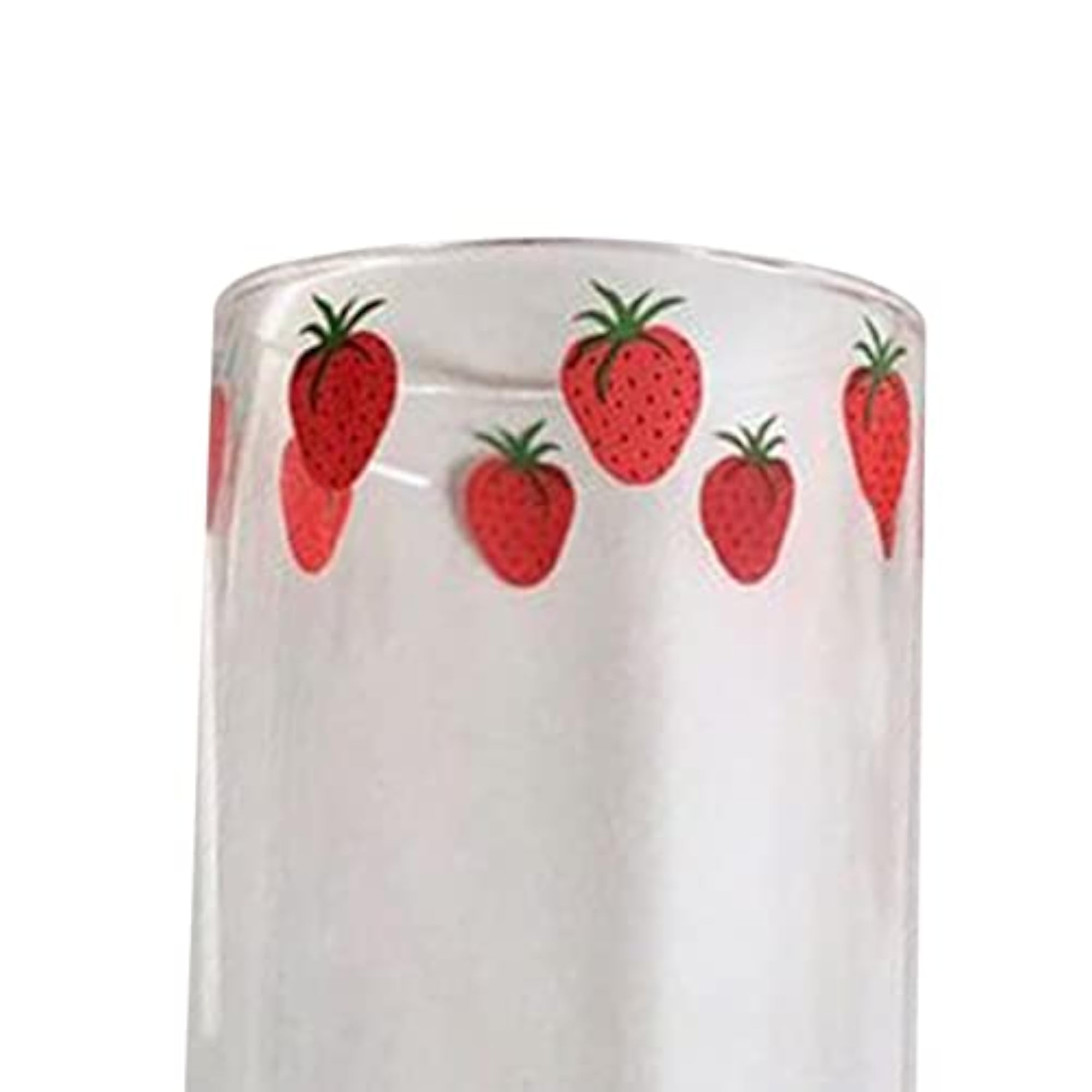 Strawberry Glass Cup with Straw, Transparent Drinking Cup