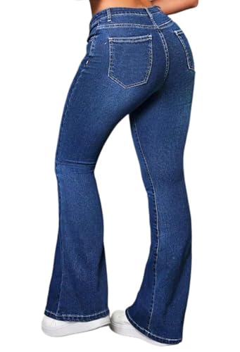 Bell Bottom Jeans for Women Stretchy Skinny Destroyed Ripped Hole Frayed High Waisted Jeans2