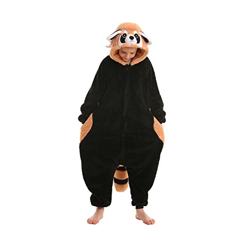 SimZoo Kids Animal Pajamas Boy Girls Raccoon Cosplay Costume Sleepwear One-Piece Unisex Homewear 8-9Y
