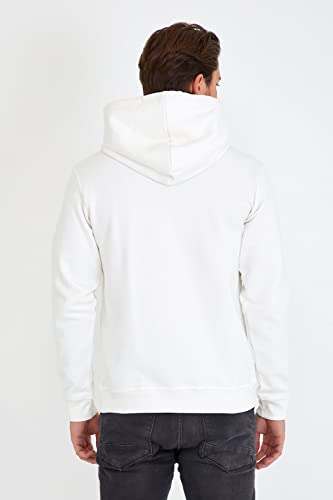 Sweat à capuche blanc écru haut de gamme logo 3D silicone M