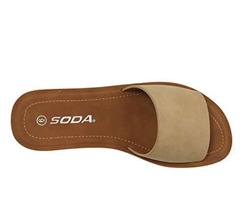 Image of Soda Shoes Efron-S Women Flip Flops Basic Plain Slippers Slip On Sandals Slides Casual Peep Toe Beach