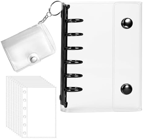 （07:30時点） (ブラック, A7+mini) 3Dシール帳 【リフィル×20枚付き+キーホルダー式mini帳付き】プラバン 透明 サイズ ミニ バインダー クリア カードポケット 手帳 推し活 女の子 コラージュノート クリアタイプ