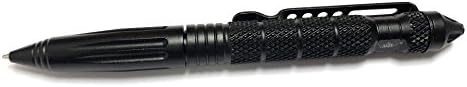 Uzi Tactical Pen UZI-TACPEN2-BK Aircraft Aluminum Tactical Pen Multi-Tool Self Survival Tool, Glassbreaker, Real Ballpoint Pen Miltary & Police EDC - Black