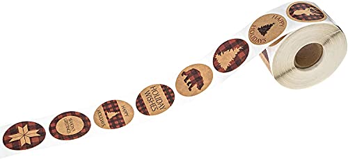 Northwoods Buffalo Plaid Christmas Stickers / 500 Christmas Tags / 1.5" Labels / 8 Festive Winter Designs #TOP2