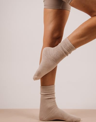 Non-Slip Grip Women’s Srunch Socks For Pilates, Yoga, Barre and More 100% Cotton2
