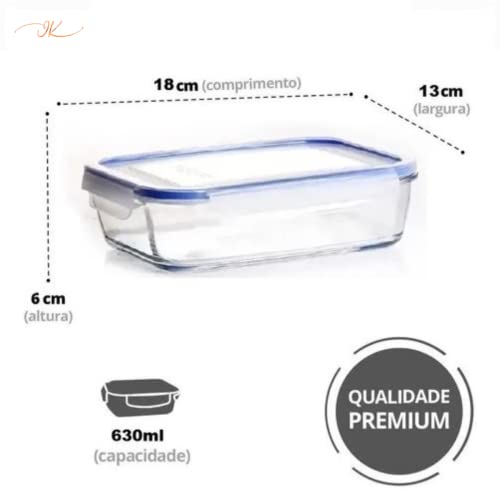 Conjunto de Potes de Vidro Herméticos 6 Peças Freezer Microondas Lava Louça Kit Marmita com Tampa 4