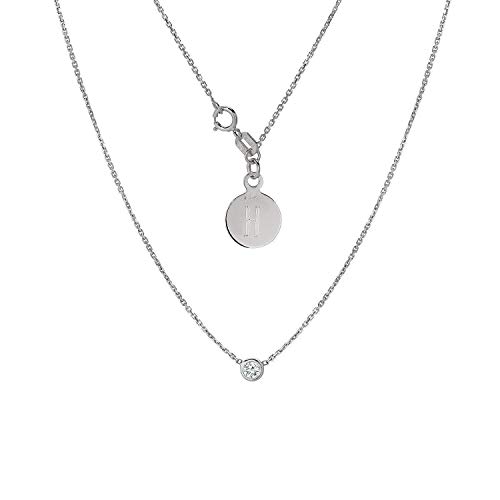 TousiAttar Diamond Solitaire Necklace - Bezel set Necklaces - Solid 14K or 18 Karat White Gold Pendant - 0.10 ct Natural Stone - Elegant Jewelry Gift - Minimalist Pendants - Free Engraving