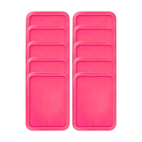 7210-PC Lot de 10 couvercles de rechange pour bol rectangulaire en plastique Pyrex Fuchsia 3 tasses 14,6 x 19,7 cm