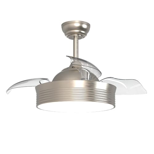 Sulion - Ventilador de Techo con Palas Retráctiles BOMBAY S – Motor DC, Luz LED 24W, 3 Temperaturas de Color, Temporizador, Modo Invierno-Verano, Ventilador Silencioso