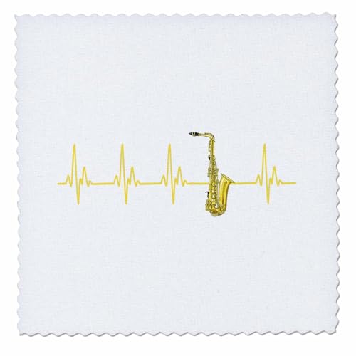 6x6 inch Quilt Square - A EKG Heartbeat line with a Brass Saxophone, if You Love The Sax. Creative Studios – Music