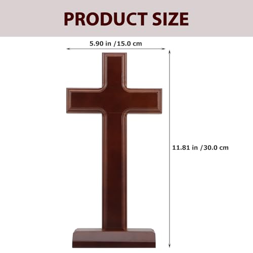 Cruz de madera de 30 cm Baluue con base para evitar caídas en mesas 2