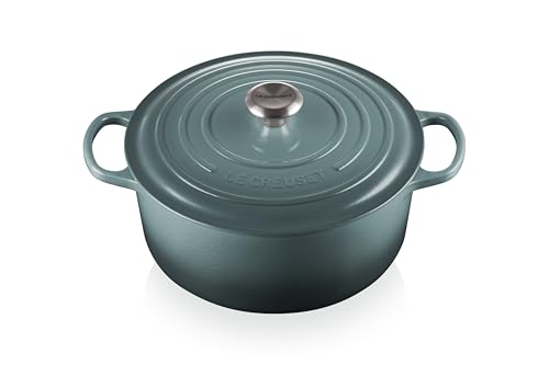 Image of Le Creuset Signature 21177283602430 Cast Iron Casserole Dish with Lid, Diameter 28 cm, Round, Suitable for All Types of Cookers and Induction, Volume: 6.7 L, 6.125 kg, Ocean