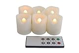 EcoGecko Remote Controlled Round Melted Edge Flameless LED Votive Candles, Set of 6