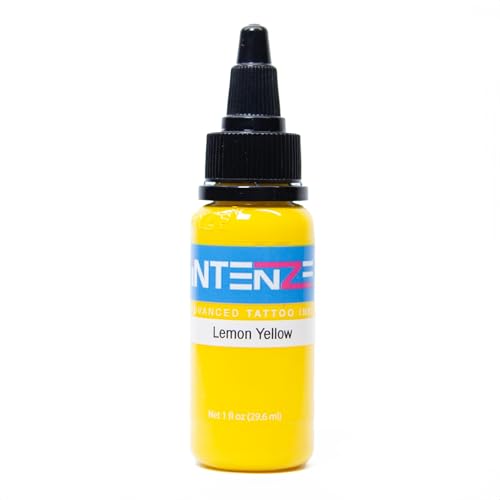 Intenze Lemon Yellow Tattoo Ink 1oz with Excellent Long-Lasting Opacity, Made in USA, Exceptional Skin Coverage, Sterilized and Direct from The Manufacturer.