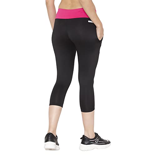 Image of BODYACTIVE Women's High Waisted Yoga Capris with Pockets, Non See Through Workout Sports Running Capri, Tummy Control-LC09-BLK
