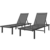 Outsunny Pack de 2 Tumbonas de Jardín Exterior Reclinables Gris Oscuro