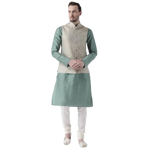 KISAH Men's Kurta Set with Churidar – Jacquard Art Silk
