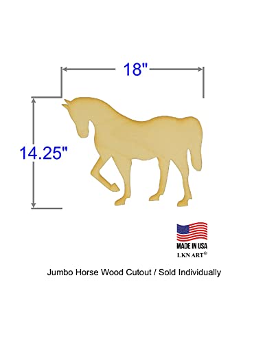 Unfinished Horse Wood Cut Out Available In A Variety Of Sizes And Thicknesses (1/4” Thickness, Jumbo 18" X 14.25" (Sold Individually)) #TOP1