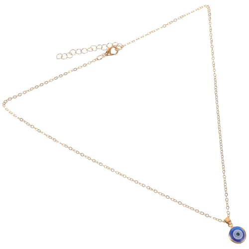 CATIEBYE Collar Colgante Ojo Azul Turco Borde Dorado, Amuleto de Protección Mal de Ojo para Mujer, Gargantilla Ajustable Estilo Turco, Joyería de Moda