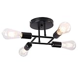 Finktonglan Semi Flush Mount Deckenleuchte Metall Schwarz Sputnik Kronleuchter 4 Licht E27 Glühbirne Basis in der Nähe von Deckenleuchte für Küche Esszimmer Wohnzimmer Flur Schlafzimmer