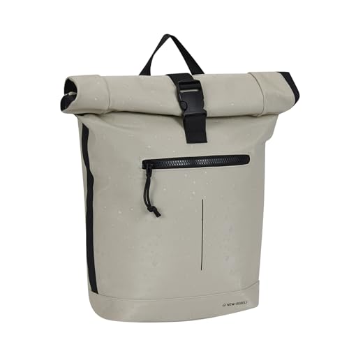 New Rebels Droplets New York Rolltop Backpack 16L Beige Wasserabweisend Laptop 15.6