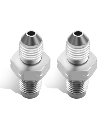 2Pcs 3AN Male to 3/8-24 Male Brake Adapter Fitting Connector Inverted Flare Stainless Steel Brake Line Adapter Fittings