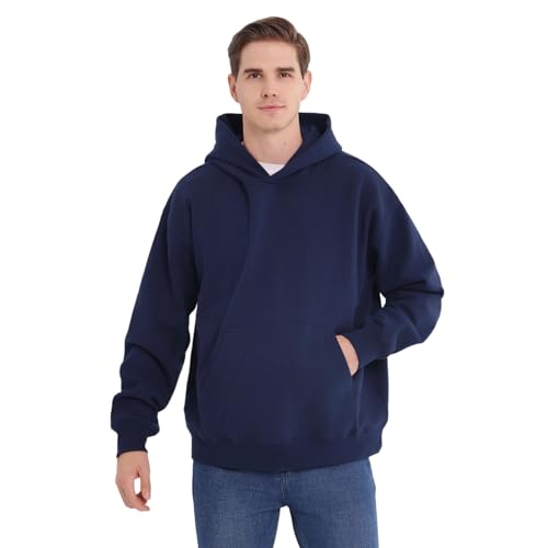 Streetwear Hoodies for Men – Midweight Box Fit Oversized Pullover, Soft Fleece Sweatshirt for Casual Comfort