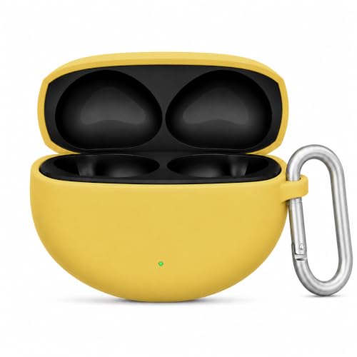 Image of Silicone Case for Oppo Enco Air 5 TWS Earbuds, Shockproof Cover with Heavy Duty Carabiner, LED Visible (Yellow)