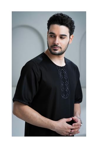 Zerouki Black Half Sleeve Thobe Jubba4