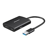 GEWOKLIY USB Dual HDMI Adapter, 1080P@60Hz, 3.5mm Audio Port, USB 2.0, Windows 7/8/10/11 Compatible