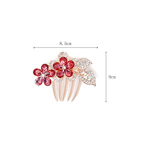Rhinestone Flower Hair Combs For Women Floral Hair Combs Bridal Wedding Hair Side Comb Crystal Rhinestones Decor Hair Combs Elegant Ddelicate Double Flower Hair Comb Fashion Hair Accessories #TOP3