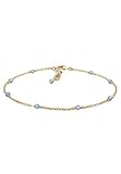 Elli Fußschmuck Damen Fußkettchen Strand Meer Kugel Blau in 925 Sterling Silber vergoldet