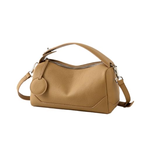 Bolso cruzado pequeño de cuero suave, bolso hobo ligero con correa ajustable, bolsos con cremallera, beige A