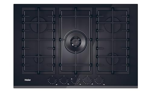 Haier Gas On Glass Serie 4 HAVG75TBBP - Piano cottura a gas, 74 cm, colore: Nero