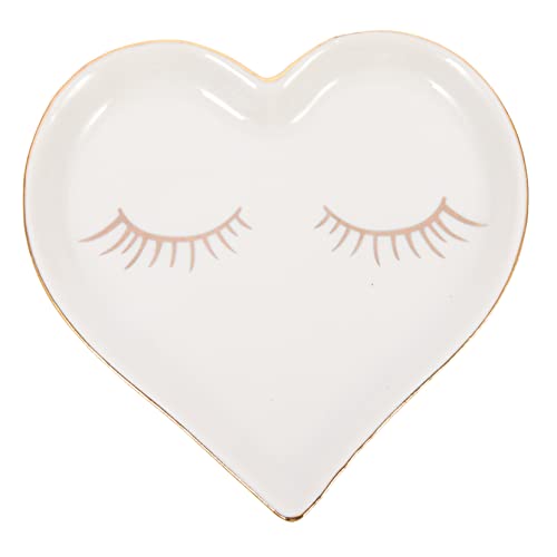 YARNOW Plateau De Rangement Pour Bijoux En Céramique De Cœur Élégant, Assiette à Bijoux Décorative Multifonction, Support Polyvalent Pour Clés Et Boucles D'oreilles, Finition Lisse, Usage Maison