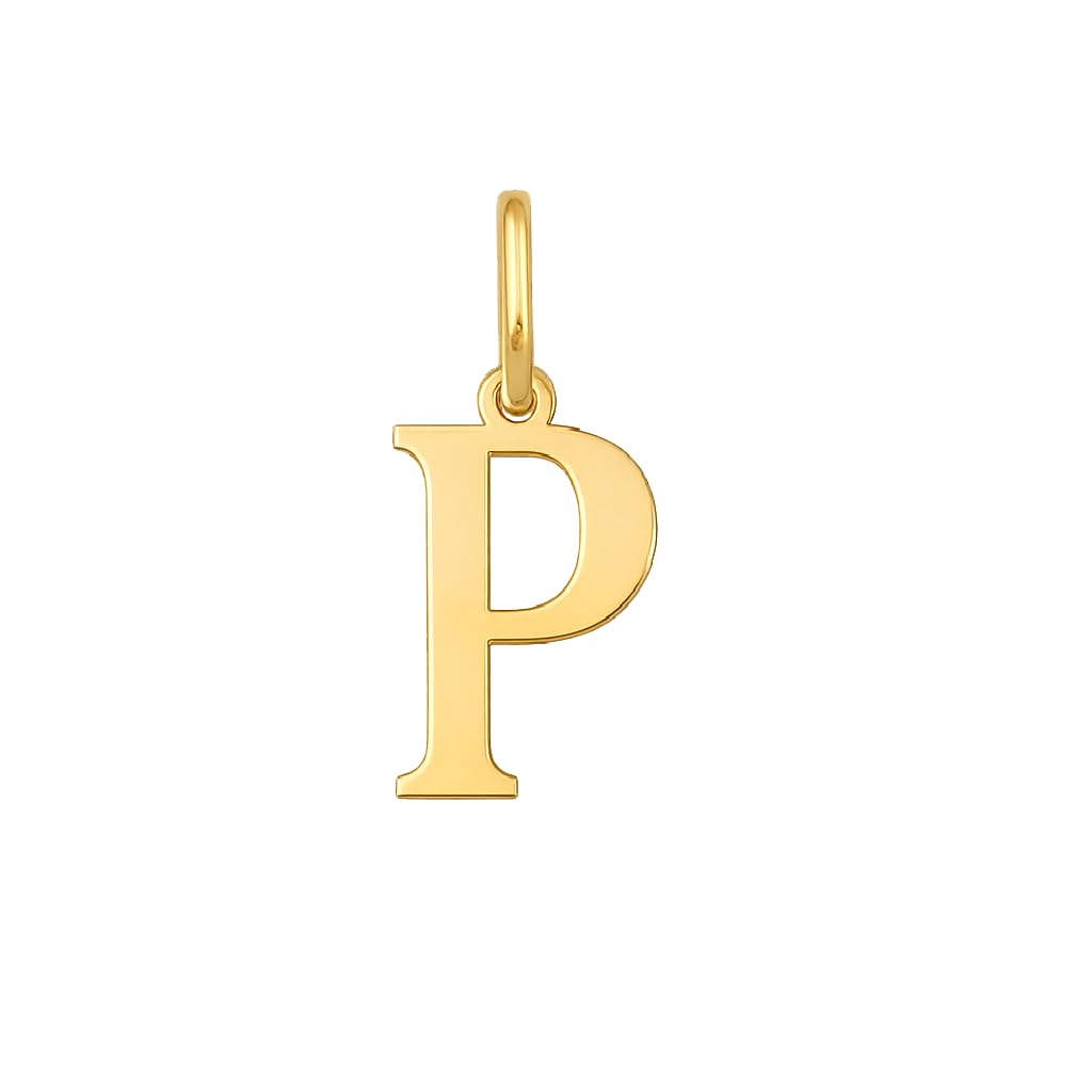 Rodium – Buchstabenanhänger P aus 585er Gelbgold – 14-Karat-Initialen-Anhänger für Halskette oder Armband – Geschenk für Frauen – hergestellt in Italien