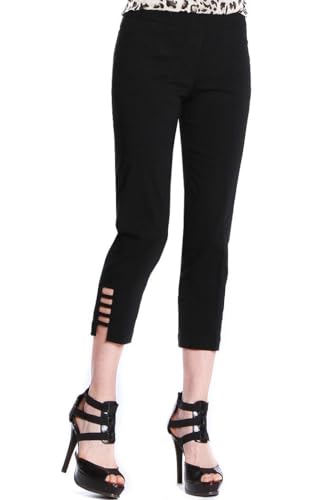 SLIM-SATION Women's Petite Pull on Solid Crop with Real Front & Back Pockets & Straps