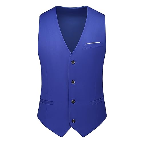 Mens Suits 3 Pieces Slim Fit One Button Solid Suit Blazers for Business Wedding Formal Prom Tuxedo Blazer Vest & Pant Set Royal Blue4