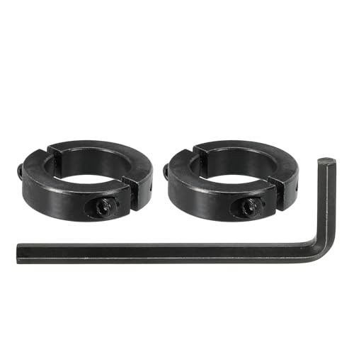 QUARKZMAN 2Pcs Bague de Réglage Alésage 38 mm à Double Fente 60 mm OD 15 mm Épaisseur Acier au Carbone Collier de Serrage à Verrouillage avec Vis de Réglage et Clé Hexagonale (Noir)