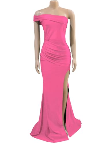 Image of Womens Off Shoulder Sexy V Neck High Split Long Maxi Dress, Formal Cocktail Party Evening Gown Mermaid Dress