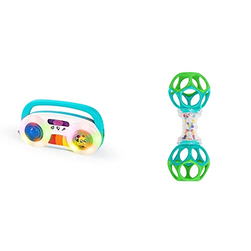 Baby Einstein, Juguete musical Toddler Jams & Bright Starts, Oball, sonajero con texturas y bolas multicolor, juguete de motricidad para bebés, fácil de agarrar, ideal para viajar, desde recién nacido
