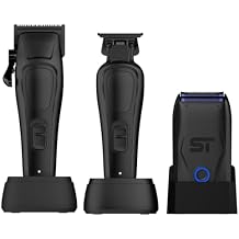 Supreme Trimmer Darkstar 82 Metal Body Clipper, Trimmer & Darkstar Foil Shaver Set with Magnetic Vector Motor | 180 Min Run Time, 9100 RPM Professional Hair & Beard Cutting Kit | Black