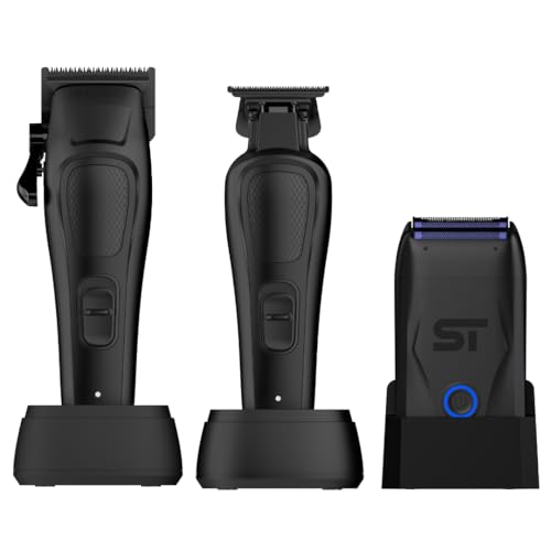 Supreme Trimmer Darkstar 82 Metal Body Clipper, Trimmer & Darkstar Foil Shaver Set with Magnetic Vector Motor | 180 Min Run Time, 9100 RPM Professional Hair & Beard Cutting Kit | Black