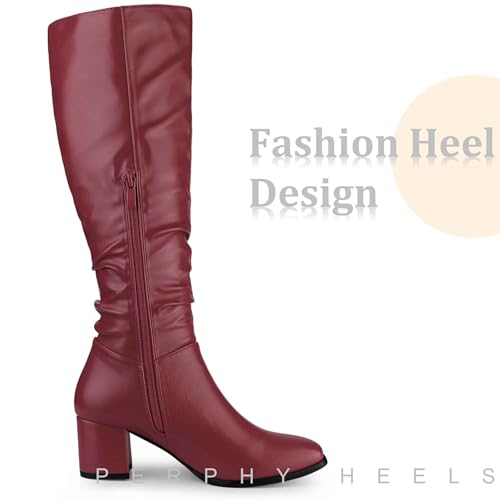 Perphy Thigh High Dress Boots Square Toe Chunky Heel Slouch Knee Highs Boots for Women4